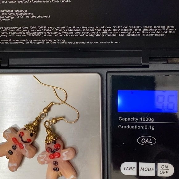 Handmade Lampwork Bead Gingerbread Christmas Earrings - Picture 9 of 10